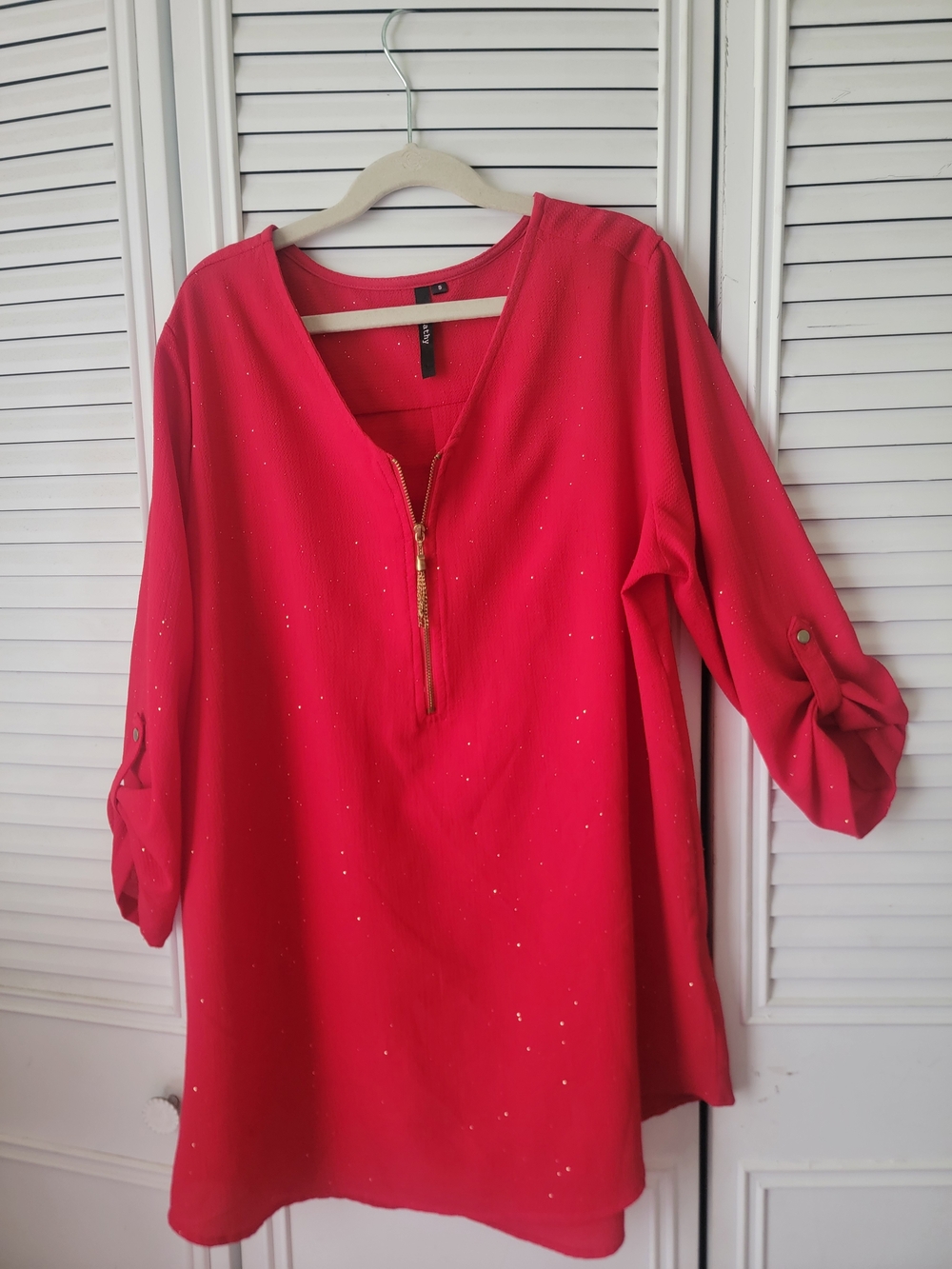 Asymmetrical Women's Red Skirt with Subtle Sparkle